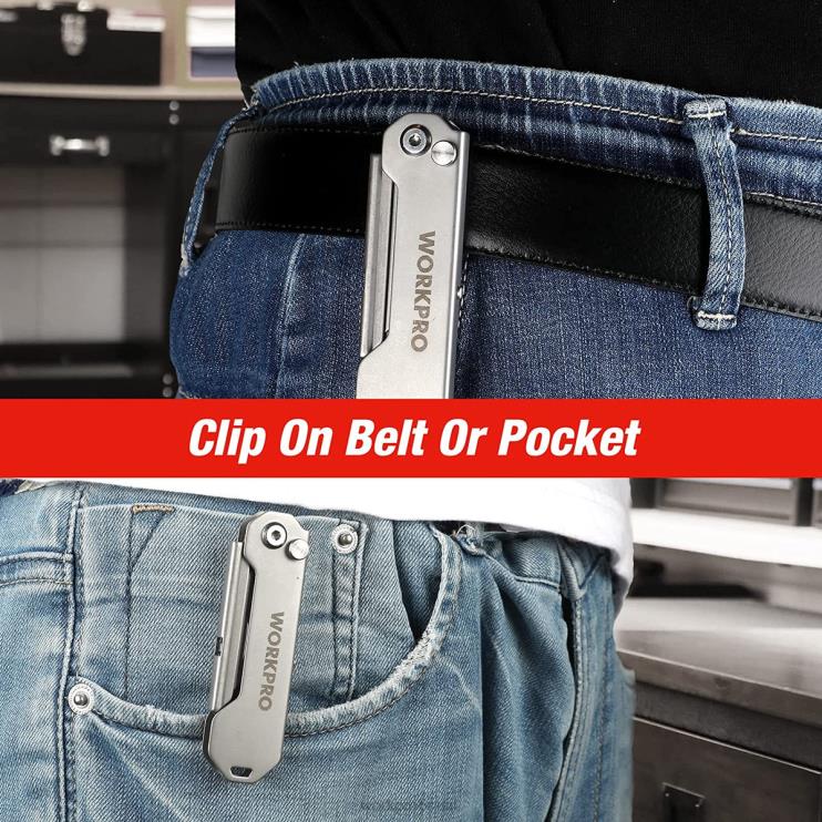 WORKPROFaca utilitária de bolso dobrável de troca rápida mini faca dobrável de aço inoxidável com clipe para cinto XZXLF47 ferramenta