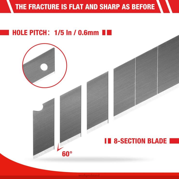 WORKPROLâminas snap-off de 18 mm Lâmina de reposição de aço sk5 cabe em pacote de 100 XZXLF53 ferramenta