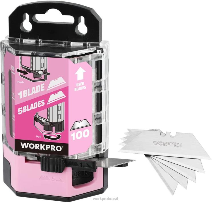 WORKPROSubstituição de lâminas de faca utilitárias de aço carbono sk5 100 peças com dispensador XZXLF49 ferramenta