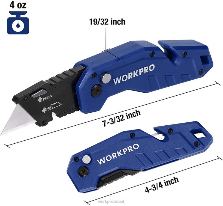 WORKPROfaca dobrável cortador utilitário com cabo de náilon leve e lâminas extras de 10 peças XZXLF38 ferramenta