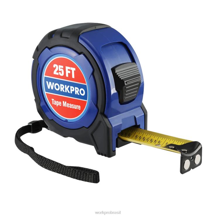 WORKPROFita métrica de 25 pés, frações de 1/8 e fita métrica de fácil leitura com precisão de 1/32, fita métrica retrátil com revestimento de náilon XZXLF105 ferramenta