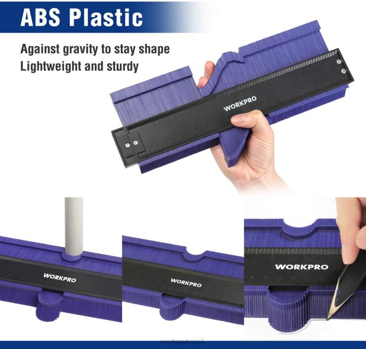 WORKPROKit combinado de medidor de contorno e ferramenta de medição de ângulo de 6 lados XZXLF107 ferramenta