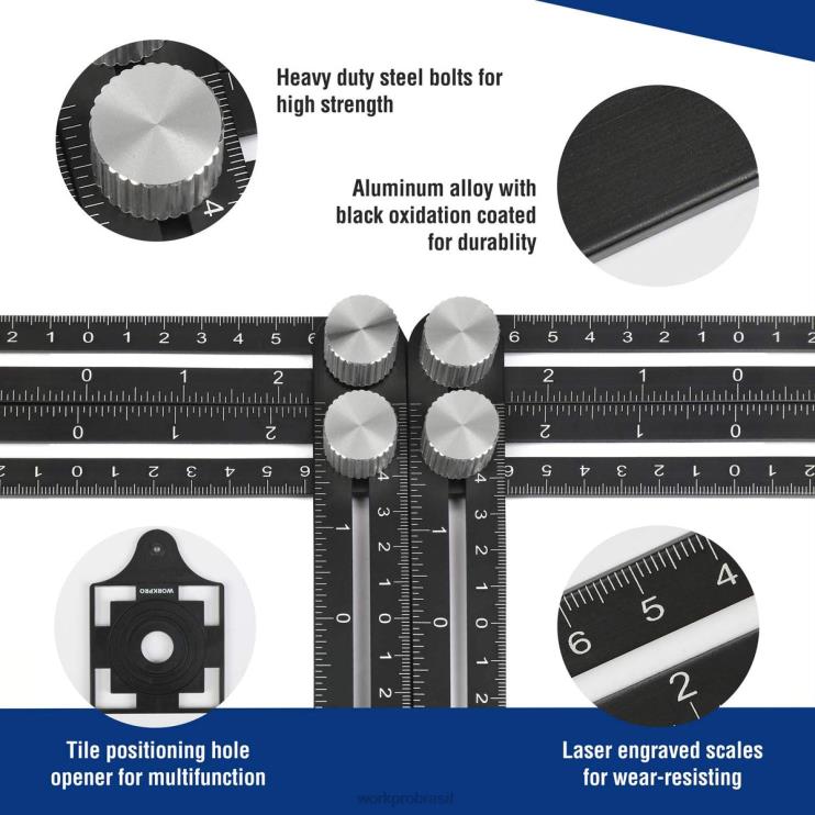 WORKPROKit combinado de medidor de contorno e ferramenta de medição de ângulo de 6 lados XZXLF107 ferramenta