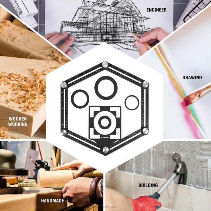 WORKPROKit combinado de medidor de contorno e ferramenta de medição de ângulo de 6 lados XZXLF107 ferramenta
