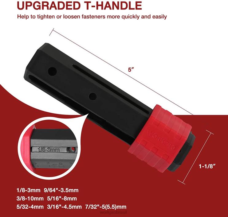 WORKPROConjunto de chave allen de ponta esférica de braço longo com 27 peças para excelente aderência e transferência de torque XZXLF62 ferramenta
