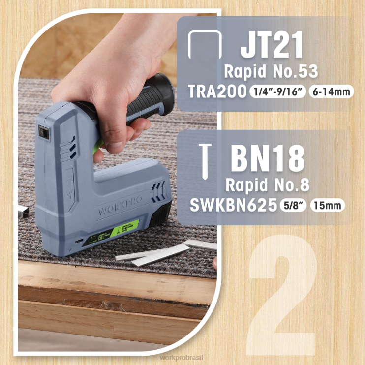 WORKPRO3.6v 2.0ah alimentado por bateria elétrica sem fio 2 em 1 grampo e pistola de pregos XZXLF265 ferramenta