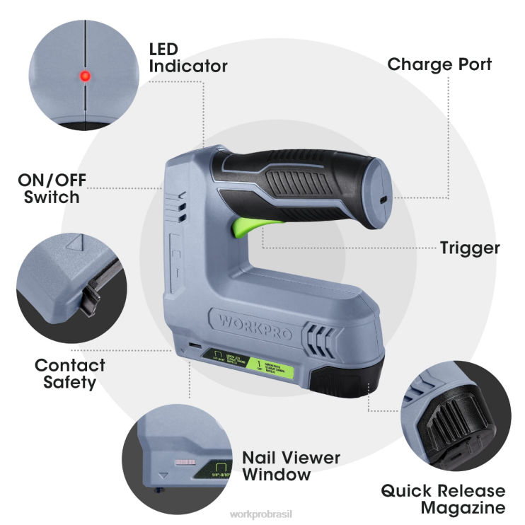 WORKPRO3.6v 2.0ah alimentado por bateria elétrica sem fio 2 em 1 grampo e pistola de pregos XZXLF265 ferramenta