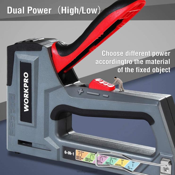 WORKPROPistola de pregos grampeador para estofamento manual 6 em 1 XZXLF59 ferramenta
