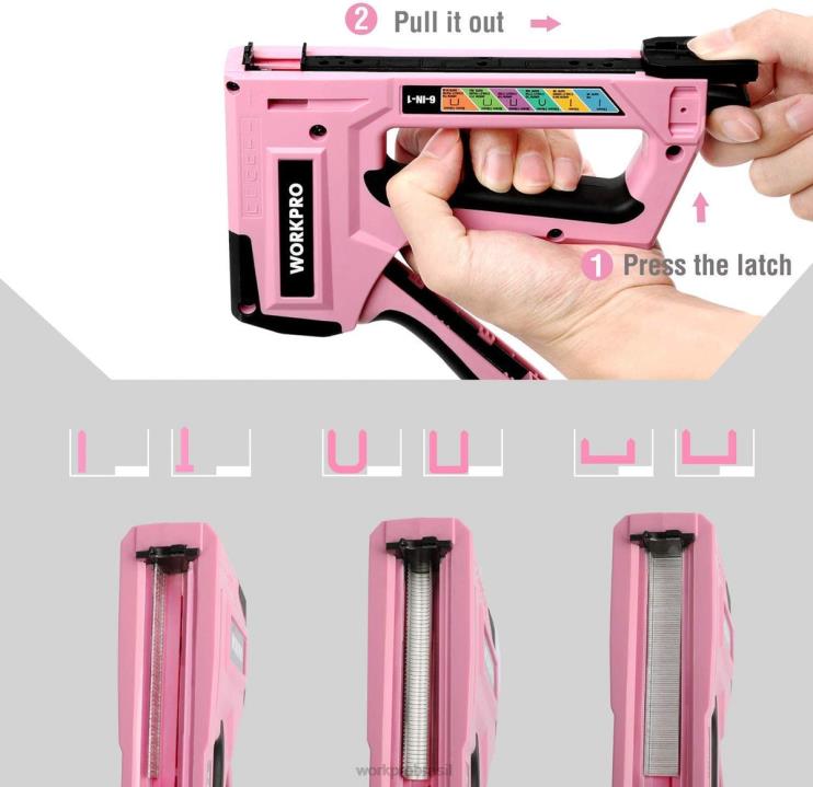 WORKPROPistola de pregos grampeador para estofamento manual 6 em 1 XZXLF59 ferramenta
