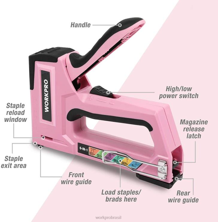 WORKPROPistola de pregos grampeador para estofamento manual 6 em 1 XZXLF59 ferramenta