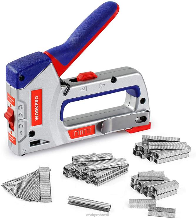 WORKPROkit de pistola de grampos 4 em 1 para serviços pesados, pregador manual com 3.000 grampos e 1.000 pregos XZXLF57 ferramenta
