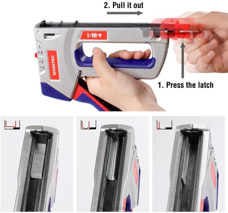 WORKPROkit de pistola de grampos 4 em 1 para serviços pesados, pregador manual com 3.000 grampos e 1.000 pregos XZXLF57 ferramenta