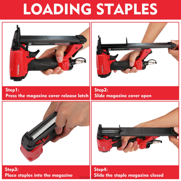 WORKPROpistola de grampo pneumática, grampeador para estofados 8016/7116 XZXLF182 ferramenta