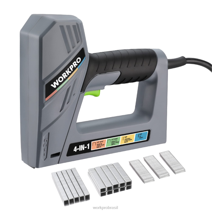WORKPROpistola de pregos 4 em 1 com fio elétrico, incluindo 3.000 unidades de grampos e pregos XZXLF60 ferramenta