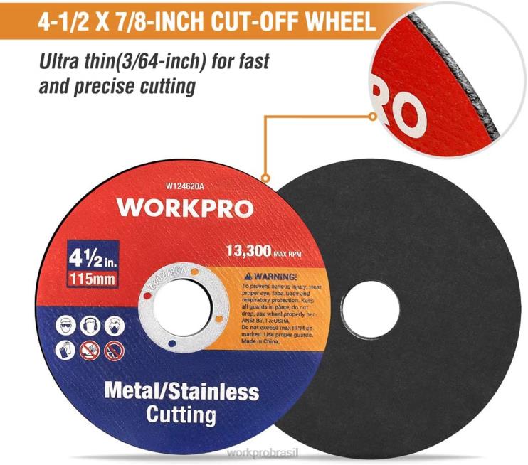 WORKPRO20 peças de rodas de corte de metal inoxidável disco de corte de metal fino para rebarbadora XZXLF195 ferramenta