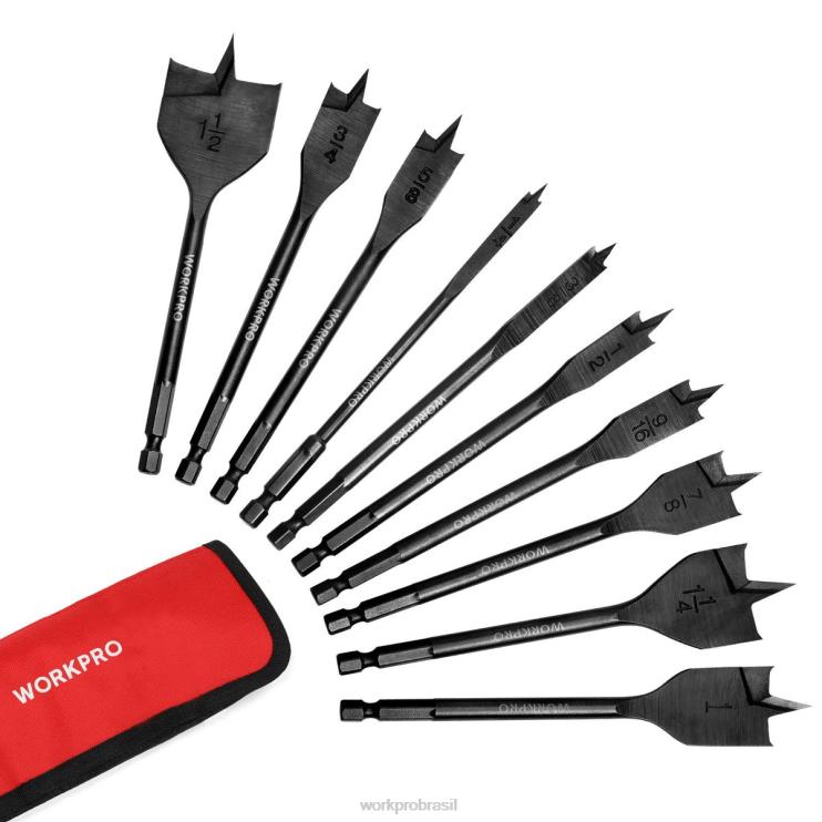 WORKPROConjunto de brocas pá profissional de aço carbono premium com 10 peças XZXLF192 ferramenta