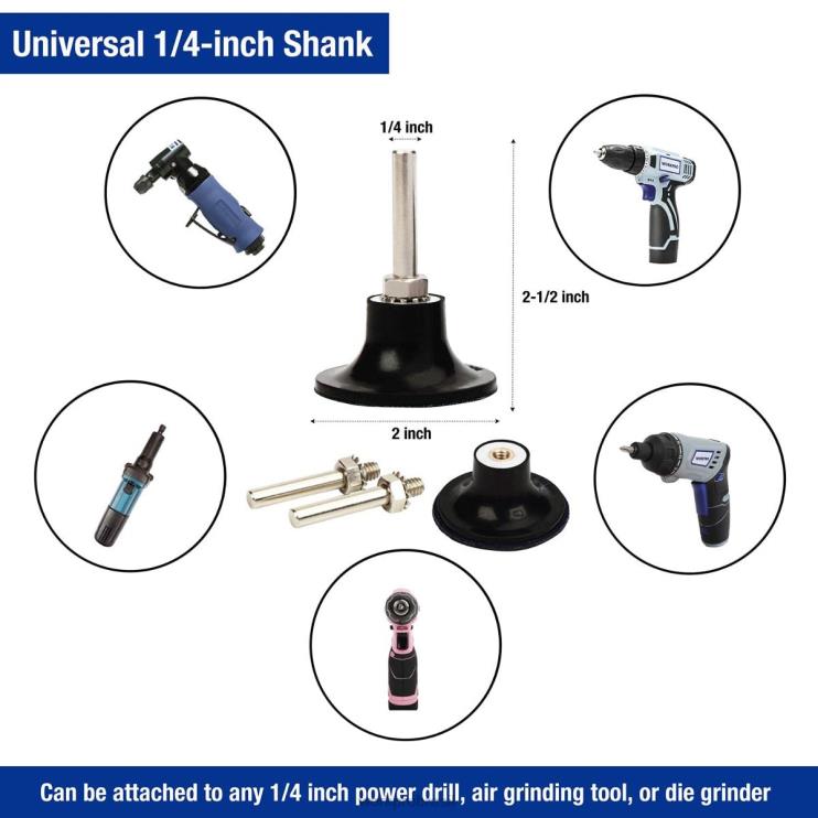 WORKPROConjunto de discos de lixa de 101 unidades, discos de 2 polegadas com suporte de 1/4 polegadas XZXLF193 ferramenta