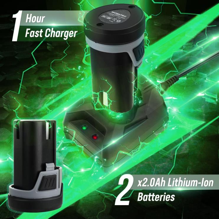 WORKPROPolidor de buffer de carro sem fio de dupla ação de 6 polegadas com 2 unidades de bateria recarregável de 12v XZXLF238 ferramenta
