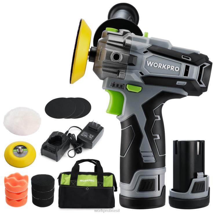 WORKPROPolidora sem fio de 12v, mini amortecedor de detalhes de carro e kit de lixadeira com 2 baterias de íon-lítio XZXLF229 ferramenta