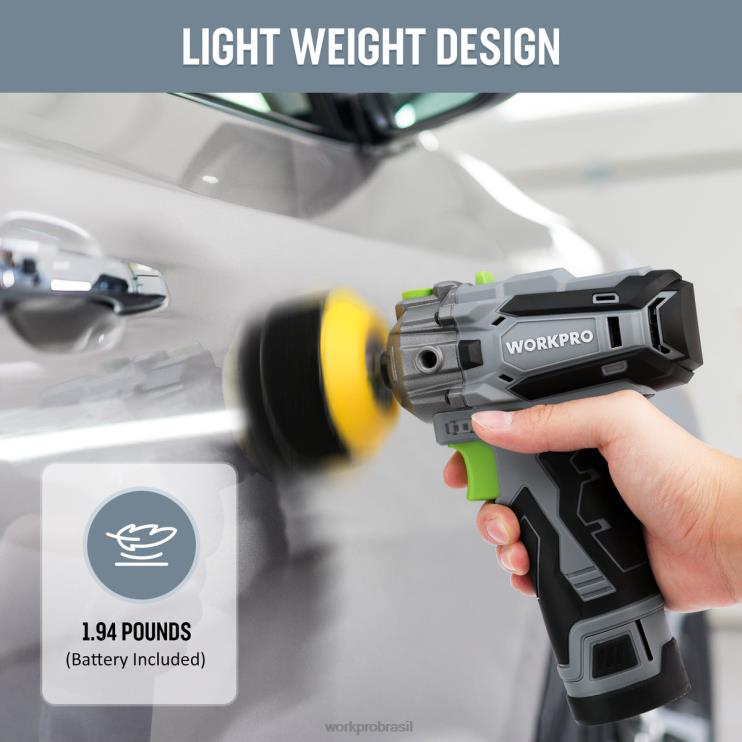 WORKPROPolidora sem fio de 12v, mini amortecedor de detalhes de carro e kit de lixadeira com 2 baterias de íon-lítio XZXLF229 ferramenta