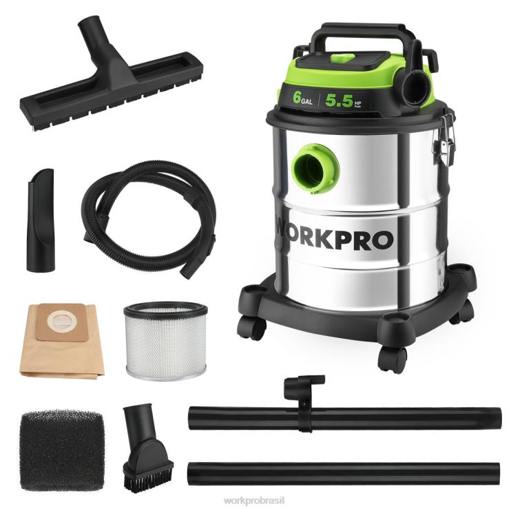WORKPROAspirador de pó úmido/seco de 6 galões com filtro hepa, mangueira e acessórios para coleta de poeira em casa/local de trabalho XZXLF213 ferramenta