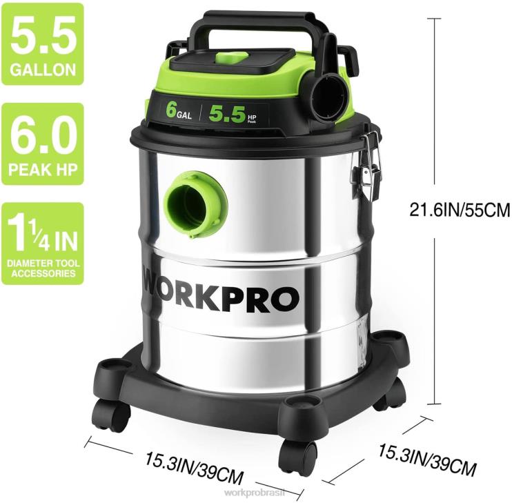 WORKPROAspirador de pó úmido/seco de 6 galões com filtro hepa, mangueira e acessórios para coleta de poeira em casa/local de trabalho XZXLF213 ferramenta