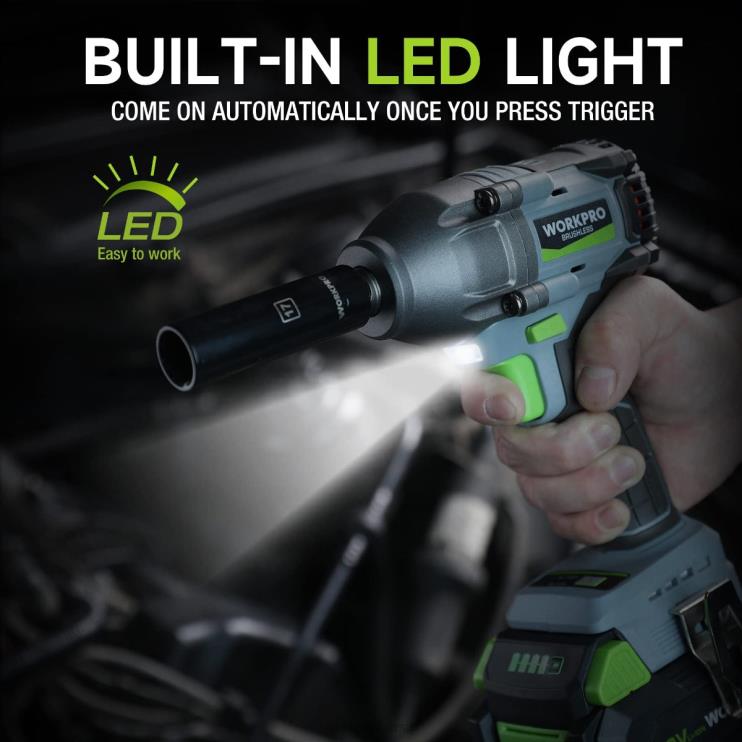 WORKPROChave de impacto sem fio de 20 V, com bateria de 4,0 Ah, carregador rápido, 4 tomadas de impacto e estojo de armazenamento XZXLF188 ferramenta
