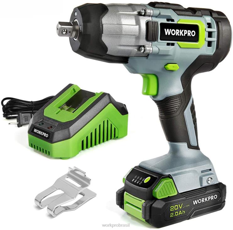 WORKPROChave de impacto sem fio de 20 V com clipe para cinto com carregador rápido para fácil transporte XZXLF187 ferramenta