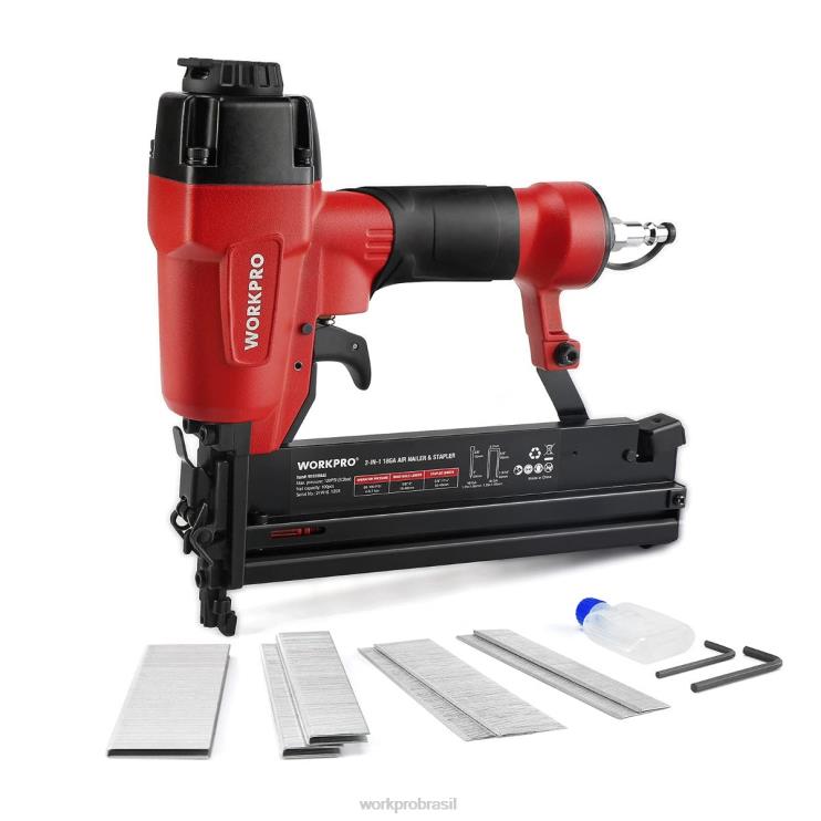 WORKPROPregador pneumático 2 em 1 com pregos de 400 unidades / grampos de 300 unidades XZXLF181 ferramenta