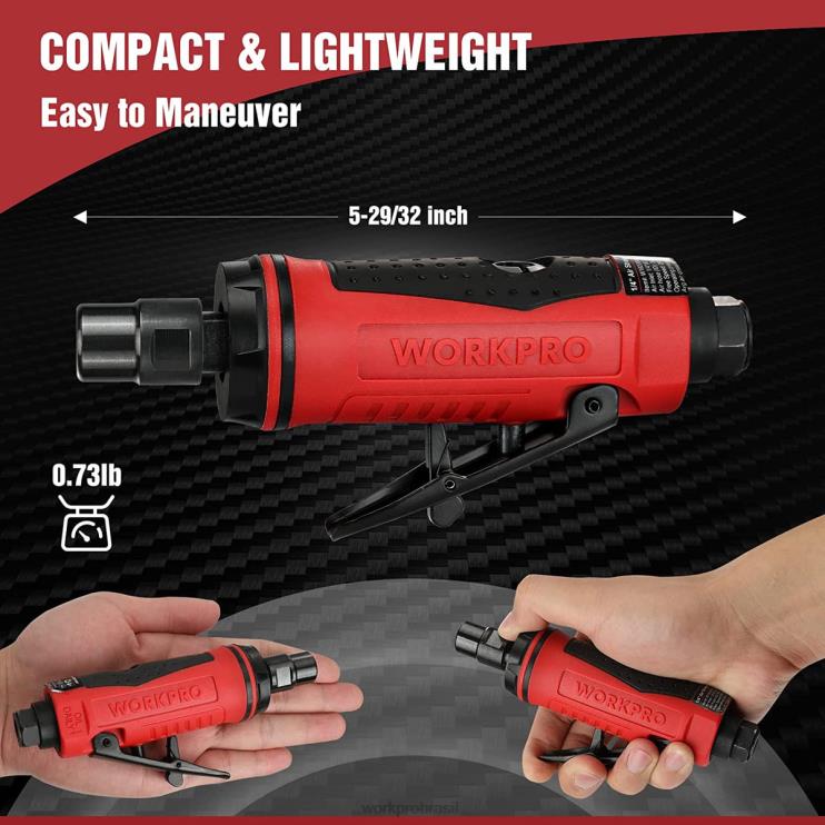WORKPROesmerilhadeira pneumática, esmerilhadeira pneumática reta de 1/4 de polegada, 25.000 rpm, esmerilhadeira pneumática XZXLF183 ferramenta