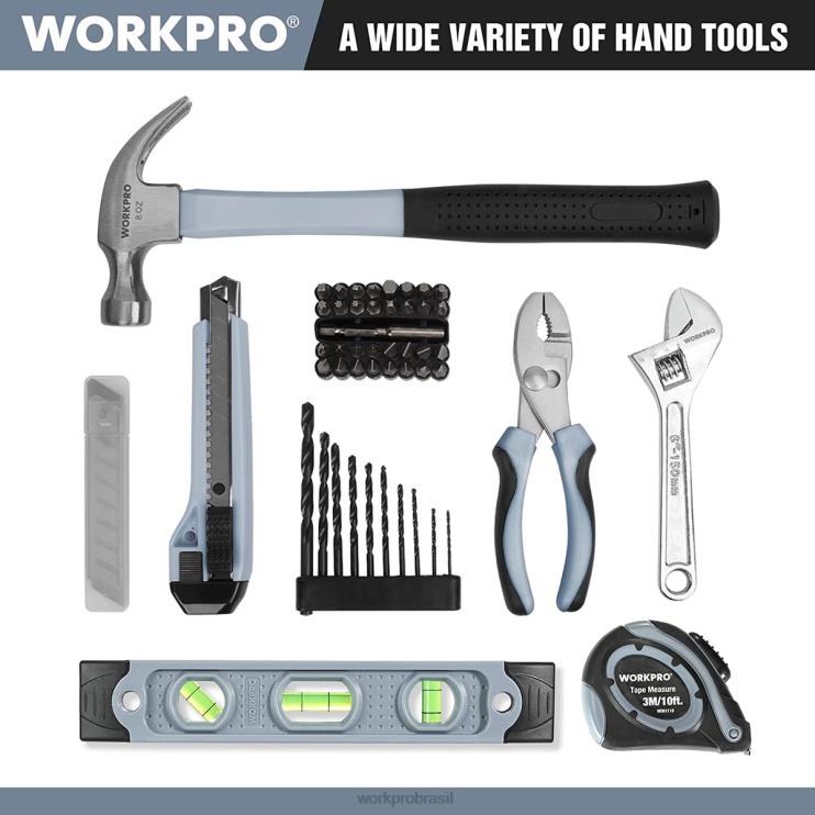 WORKPRO61 unidades de furadeira sem fio de 12 V e kit de ferramentas domésticas, bolsa de armazenamento de 14 polegadas incluída XZXLF174 ferramenta