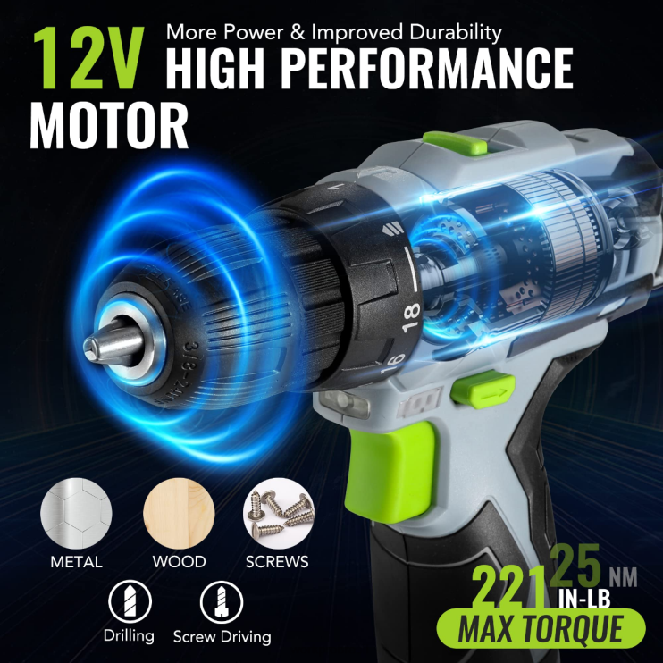 WORKPROConjunto de ferramentas portáteis de 108 peças com furadeira XZXLF173 ferramenta