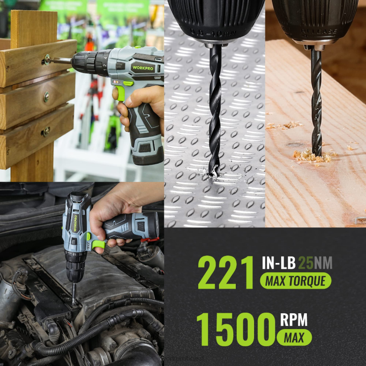 WORKPROConjunto de ferramentas portáteis de 108 peças com furadeira XZXLF173 ferramenta
