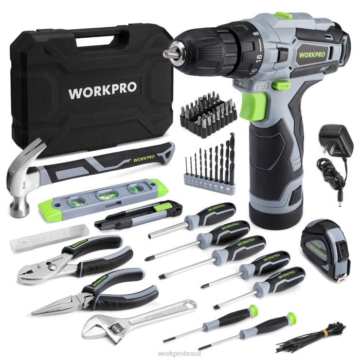 WORKPROConjunto de ferramentas portáteis de 108 peças com furadeira XZXLF173 ferramenta