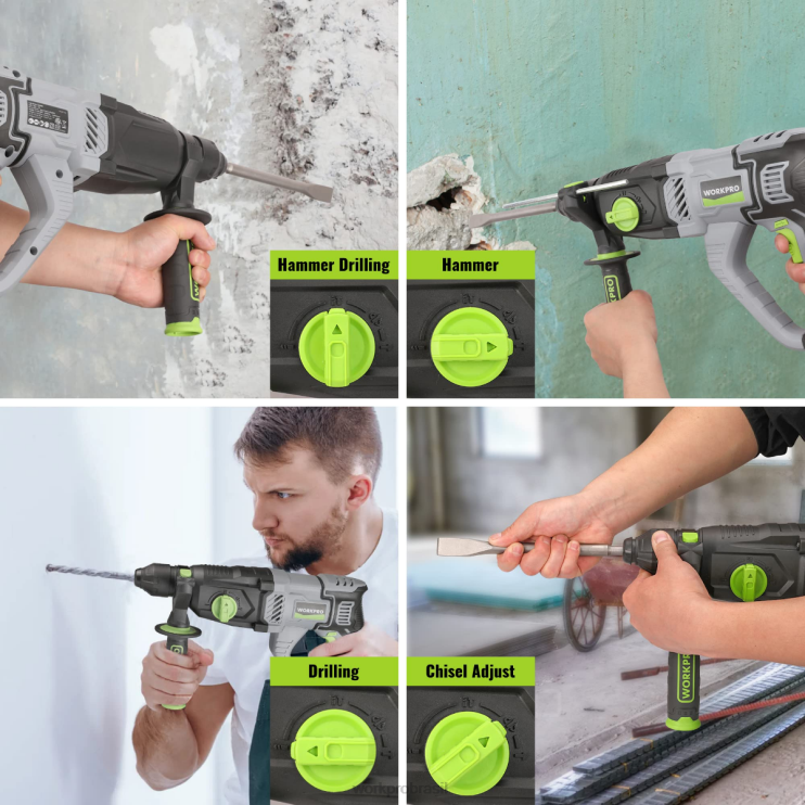 WORKPROFuradeira de martelo rotativo sds-plus premium de 7,5 amperes de 1-1/4 polegada, versão leve com fio XZXLF178 ferramenta