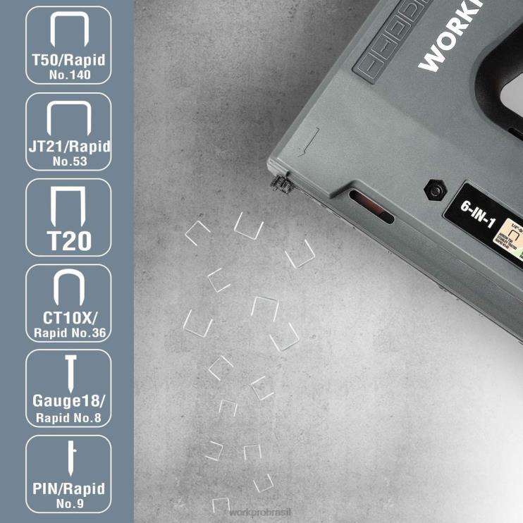 WORKPROPistola de grampo sem fio recarregável 6 em 1 3,6 V XZXLF166 ferramenta