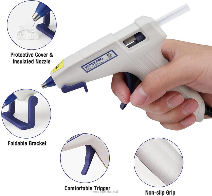 WORKPROMini kit de pistola de cola quente com 20 bastões de cola quente XZXLF162 ferramenta