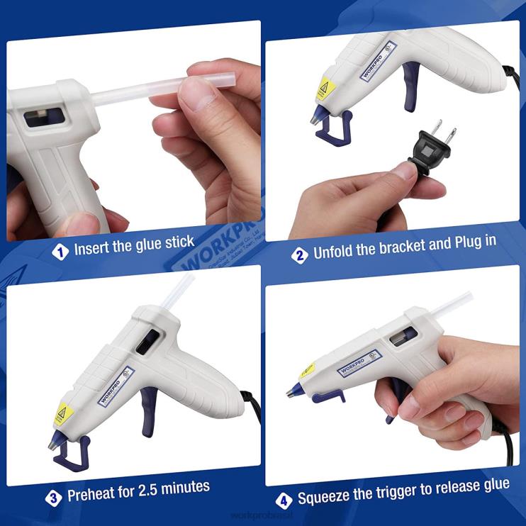 WORKPROMini kit de pistola de cola quente com 20 bastões de cola quente XZXLF162 ferramenta