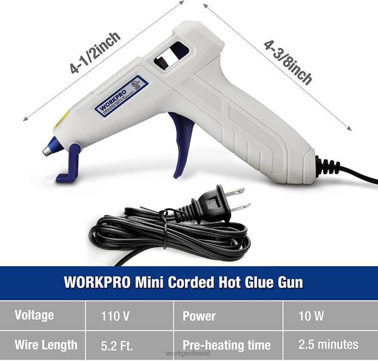 WORKPROMini kit de pistola de cola quente com 20 bastões de cola quente XZXLF162 ferramenta
