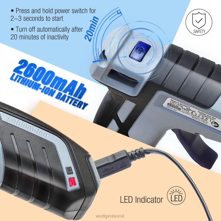 WORKPROMini pistola de cola de pré-aquecimento rápido sem fio com 20 unidades de cola premium XZXLF163 ferramenta