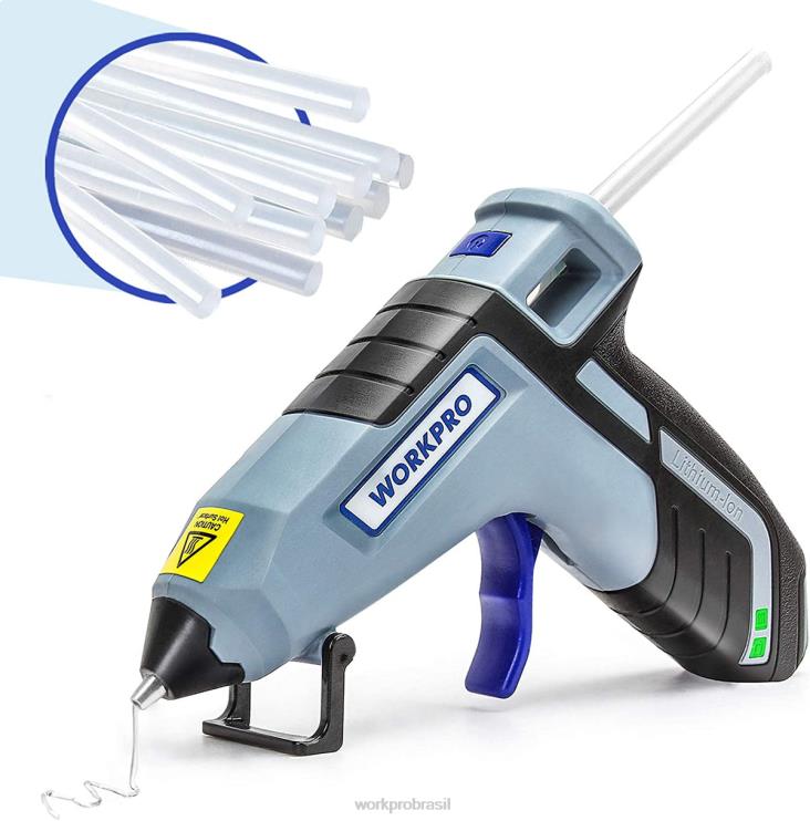 WORKPROMini pistola de cola de pré-aquecimento rápido sem fio com 20 unidades de cola premium XZXLF163 ferramenta
