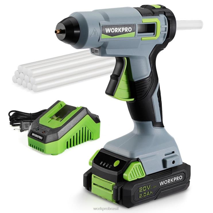WORKPROkit de pistola de cola quente sem fio com 12 bastões de cola, bateria de íon-lítio 20v 2.0 ah XZXLF165 ferramenta