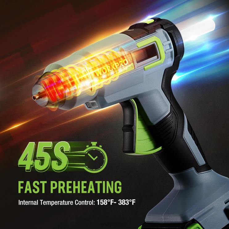 WORKPROkit de pistola de cola quente sem fio com 12 bastões de cola, bateria de íon-lítio 20v 2.0 ah XZXLF165 ferramenta