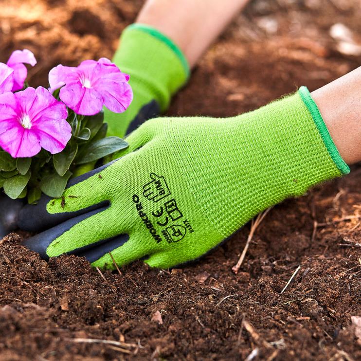 WORKPRO2 pares de luvas de trabalho de jardim com palma revestida de látex ecológico e tela sensível ao toque para capinar, cavar, varrer e podar XZXLF273 ferramenta