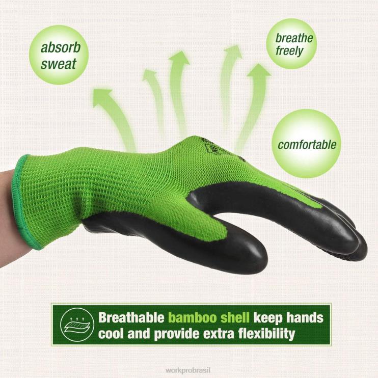 WORKPRO2 pares de luvas de trabalho de jardim com palma revestida de látex ecológico e tela sensível ao toque para capinar, cavar, varrer e podar XZXLF273 ferramenta