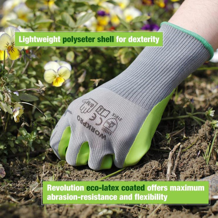 WORKPRO6 pares de luvas de trabalho de jardim com palma revestida de látex ecológico XZXLF275 ferramenta