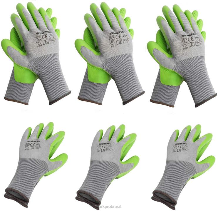 WORKPRO6 pares de luvas de trabalho de jardim com palma revestida de látex ecológico XZXLF275 ferramenta