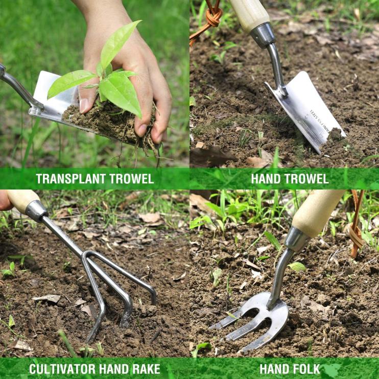 WORKPROConjunto de ferramentas de jardim resistentes de aço inoxidável de 7 peças XZXLF274 ferramenta