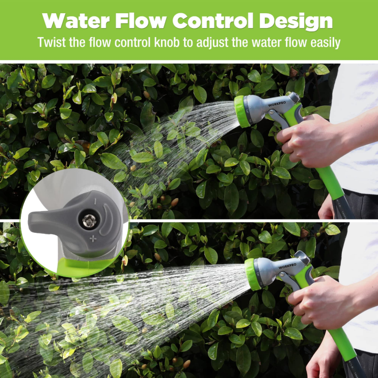 WORKPROPulverizador de bico de mangueira de água de alta pressão para jardim com 8 padrões de rega ajustáveis ​​e design de controle de polegar XZXLF288 ferramenta