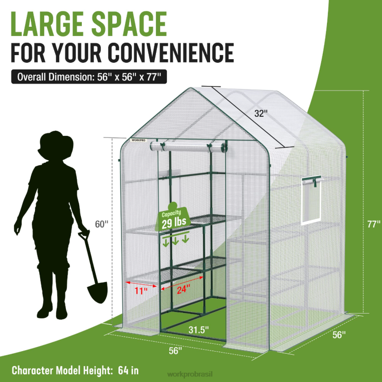 WORKPROgrande estufa de jardinagem portátil de 3 camadas e 8 prateleiras ao ar livre XZXLF290 ferramenta